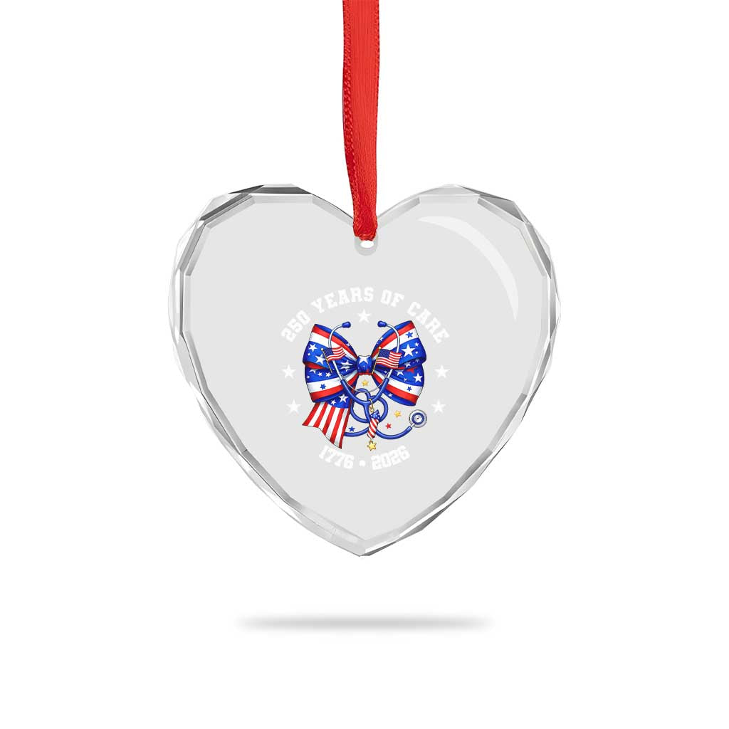 Nurse 250 Years Of Care Heart Crystal Glass Ornament Patriotic American Nurse Gift