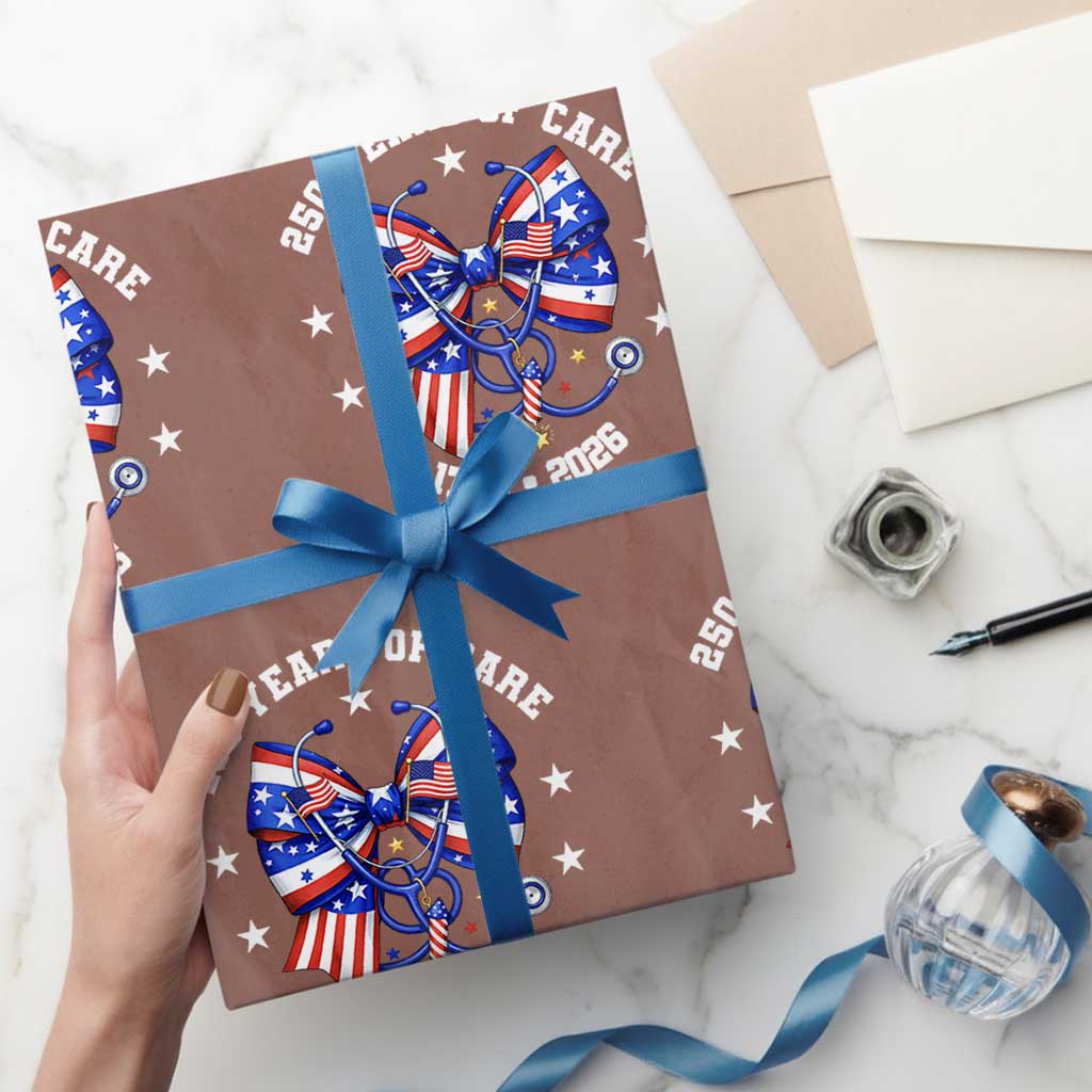 Nurse 250 Years Of Care Wrapping Paper Roll Patriotic American Nurse Gift