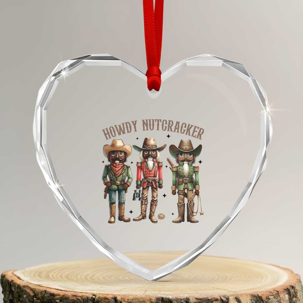 Nutcracker Cowboy Christmas Western Country Howdy Heart Crystal Glass Ornament - Wonder Print Shop