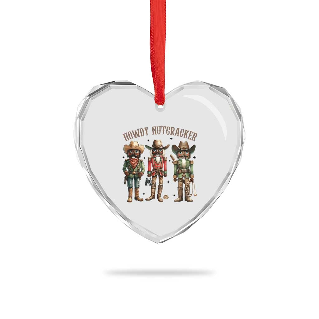 Nutcracker Cowboy Christmas Western Country Howdy Heart Crystal Glass Ornament - Wonder Print Shop