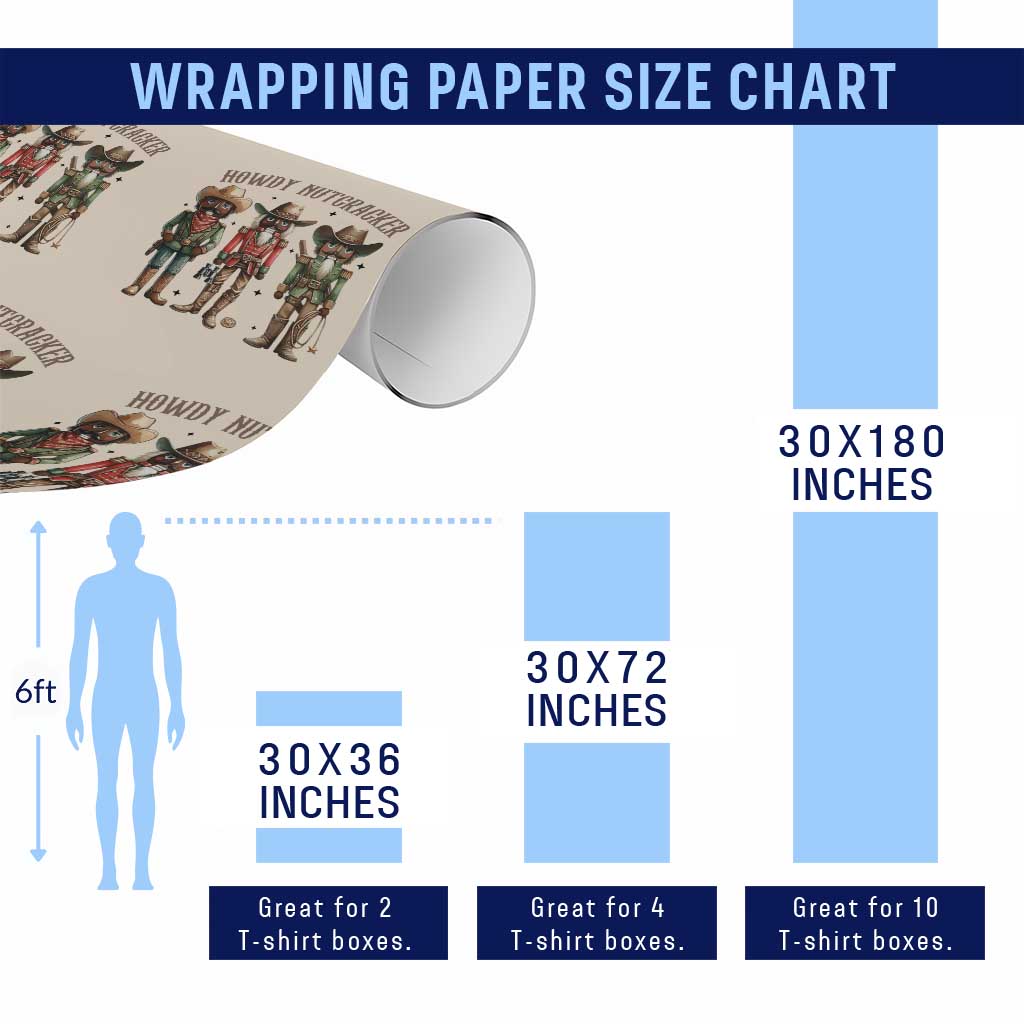 Nutcracker Cowboy Christmas Western Country Howdy Wrapping Paper Roll - Wonder Print Shop