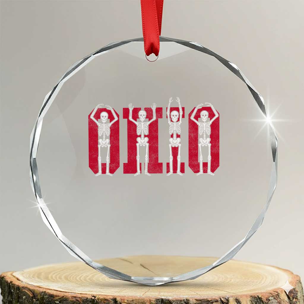 O-H-I-O State Crystal Glass Ornament Funny Skeletons Ohio Vintage Halloween Team - Wonder Print Shop
