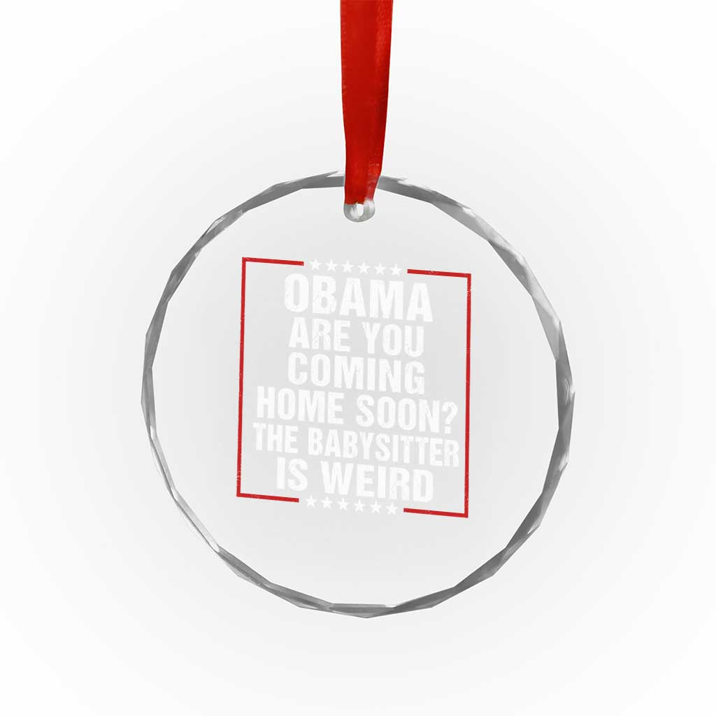 Obama Are You Coming Home Soon The Babysitter Is Weird Crystal Glass Ornament Political Humor Quotes