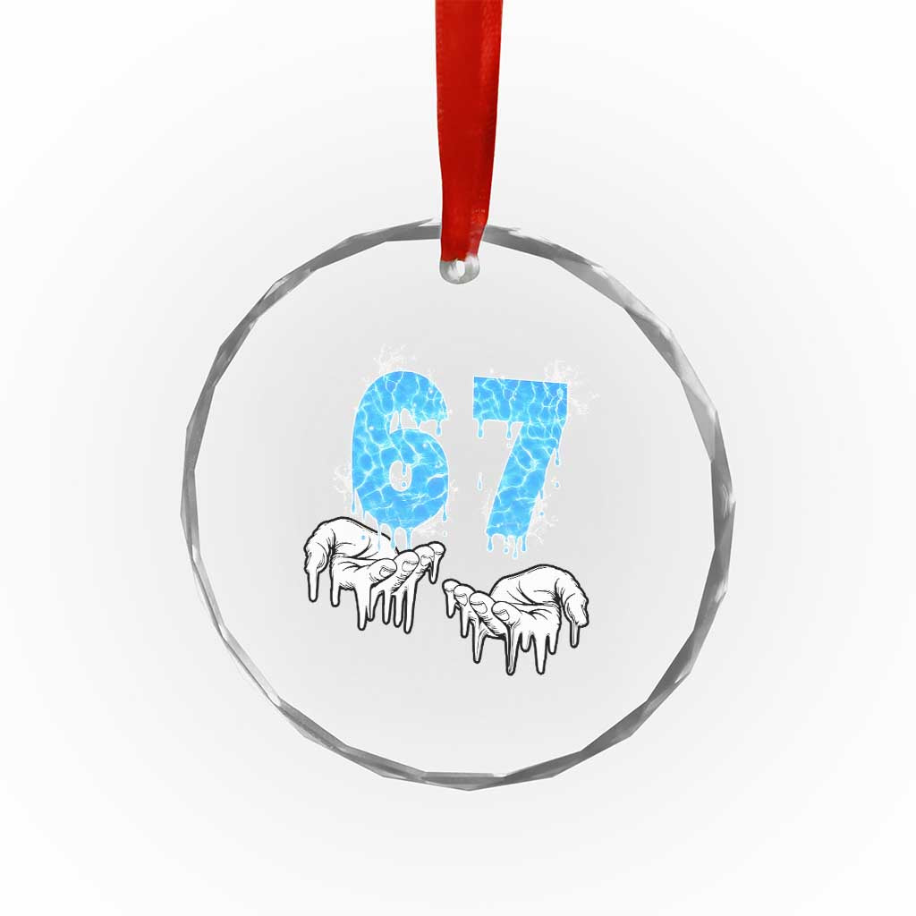 Ocean Water Wave Effect Printed Crystal Glass Ornament Six Seven Meme