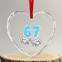 Ocean Water Wave Effect Printed Heart Crystal Glass Ornament Six Seven Meme