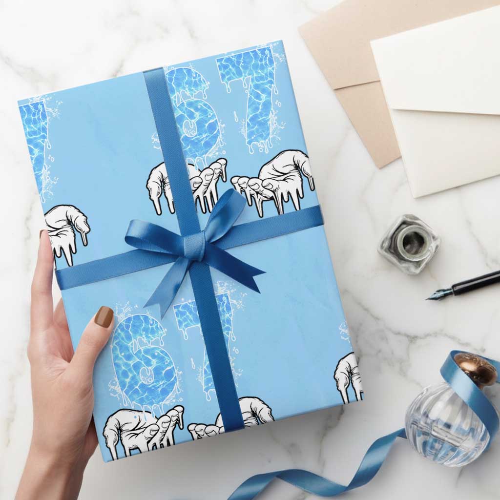 Ocean Water Wave Effect Printed Wrapping Paper Roll Six Seven Meme