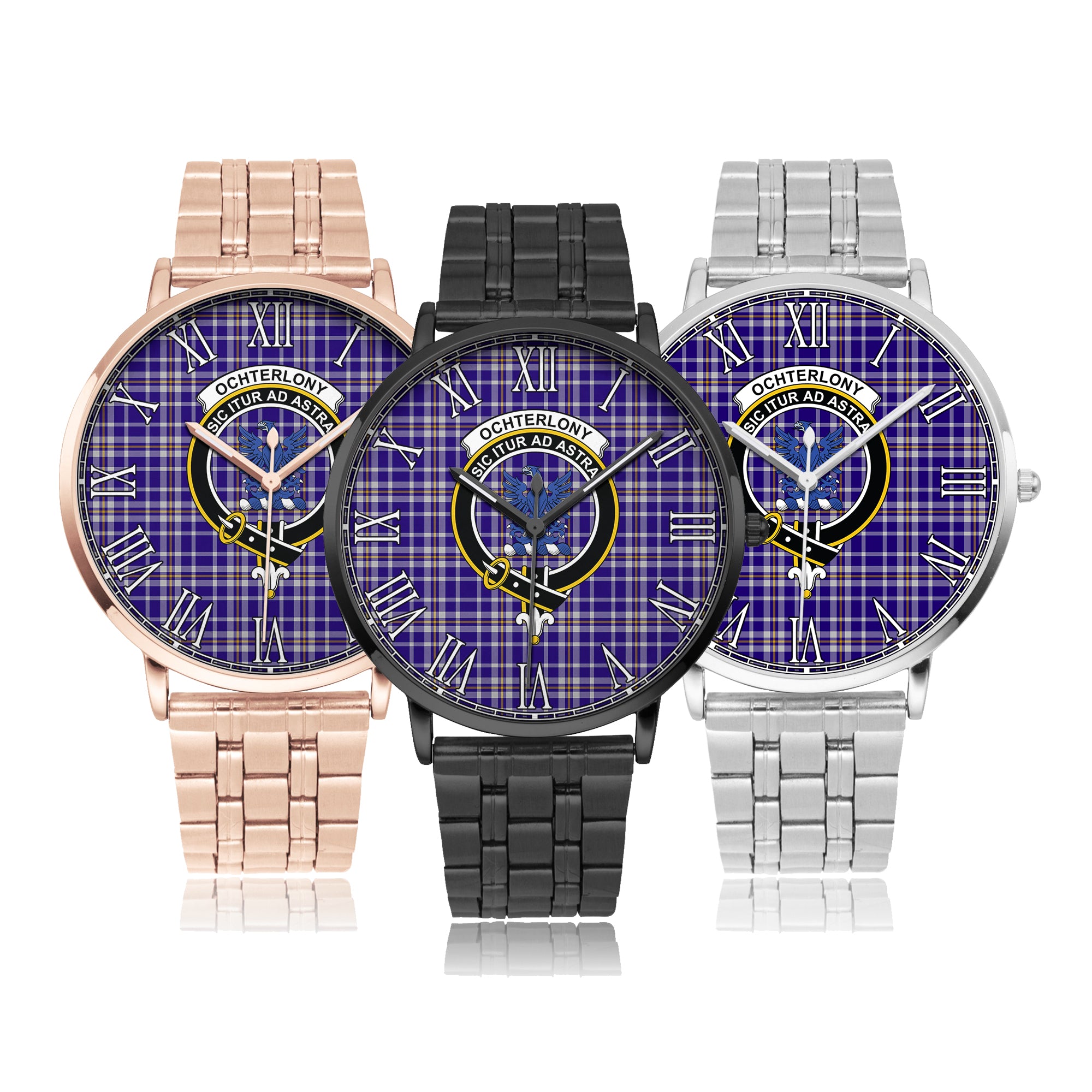 ochterlony-family-crest-quartz-watch-with-stainless-steel-trap-tartan-instafamous-quartz-stainless-steel-watch