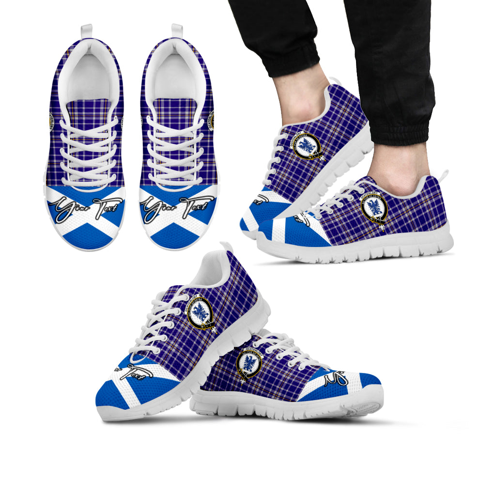 ochterlony-family-crest-tartan-sneaker-tartan-plaid-with-scotland-flag-shoes-personalized-your-signature