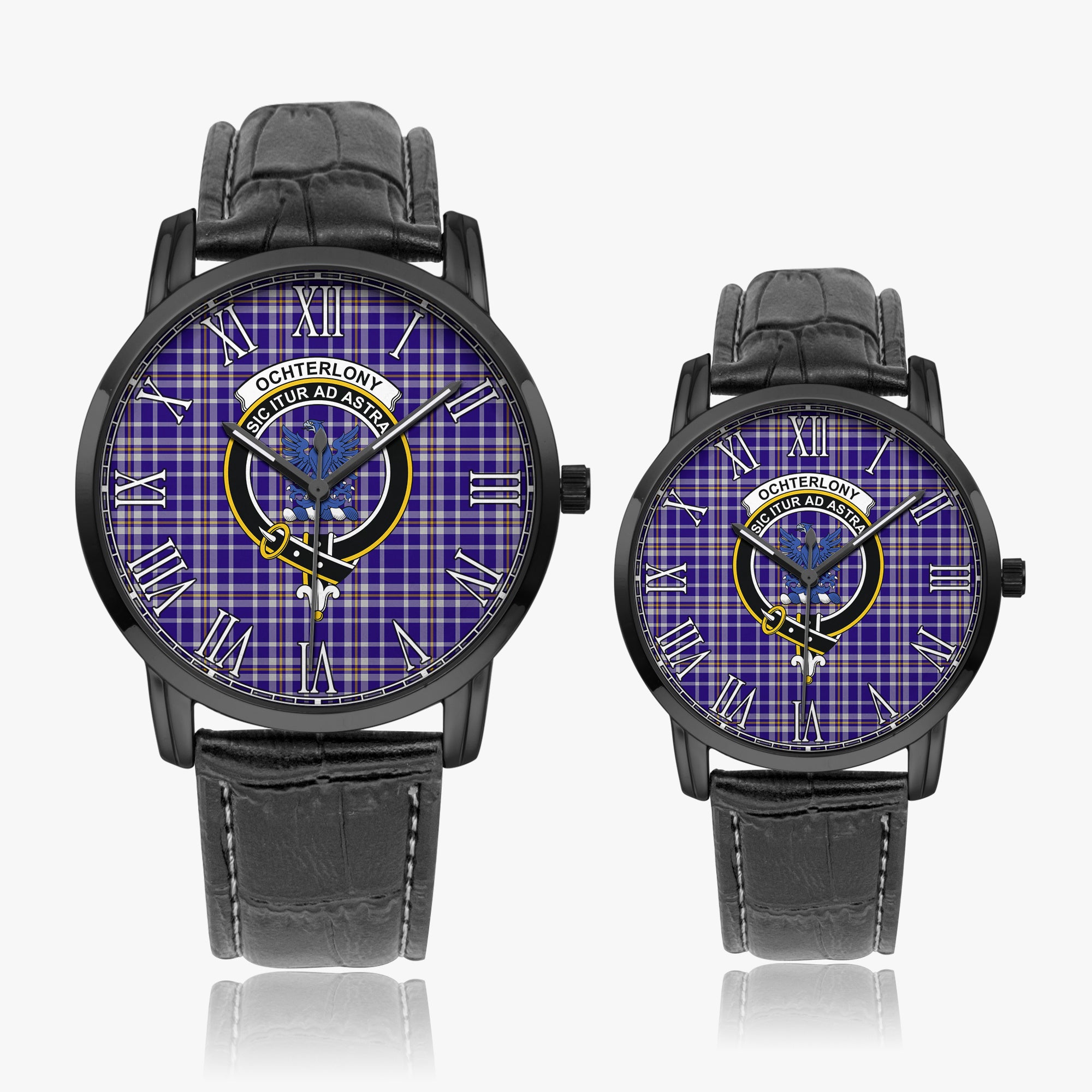 ochterlony-family-crest-quartz-watch-with-leather-strap-tartan-instafamous-quartz-leather-strap-watch