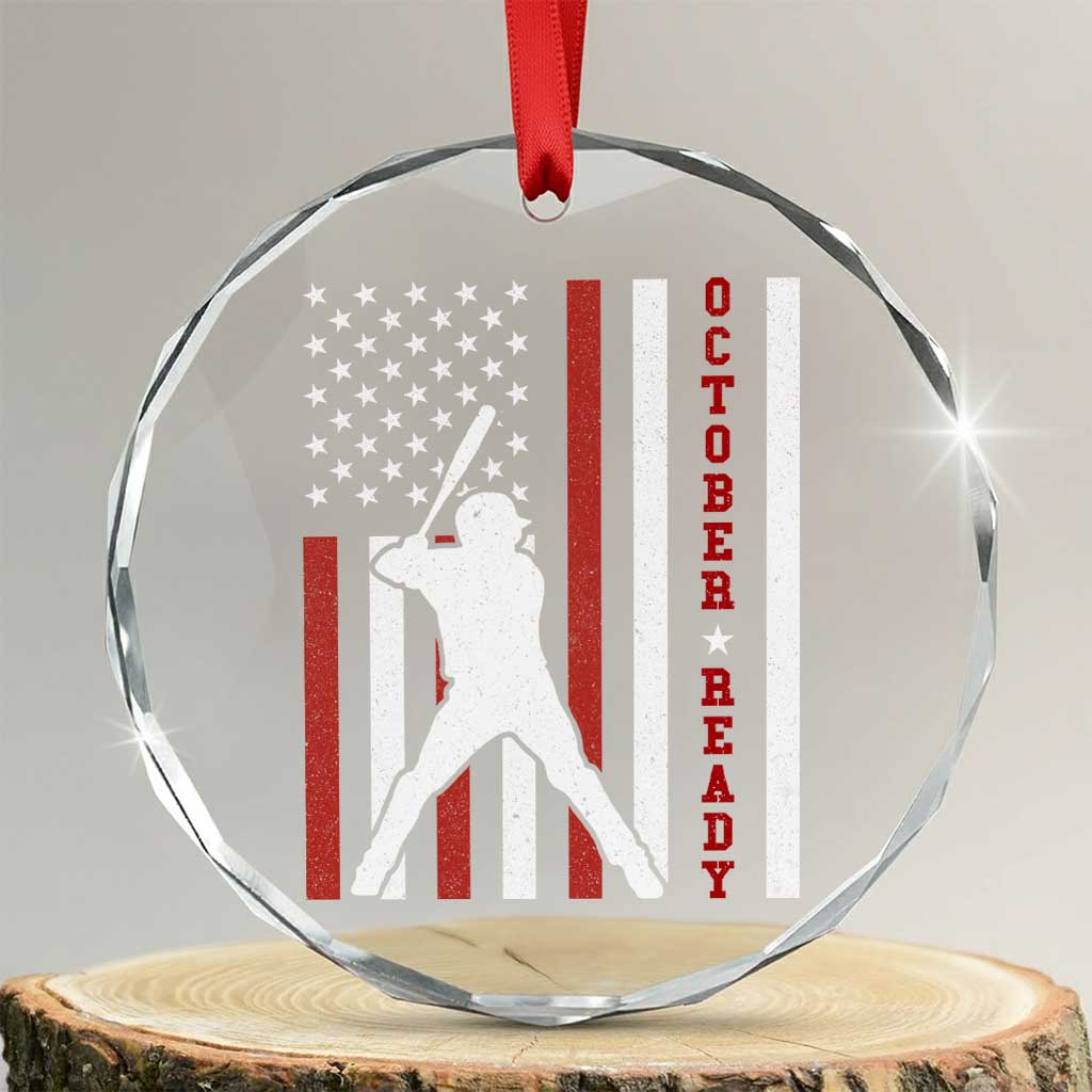 October Ready Crystal Glass Ornament Cool Distressed Philadelphia Baseball Fan US Flag - Wonder Print Shop