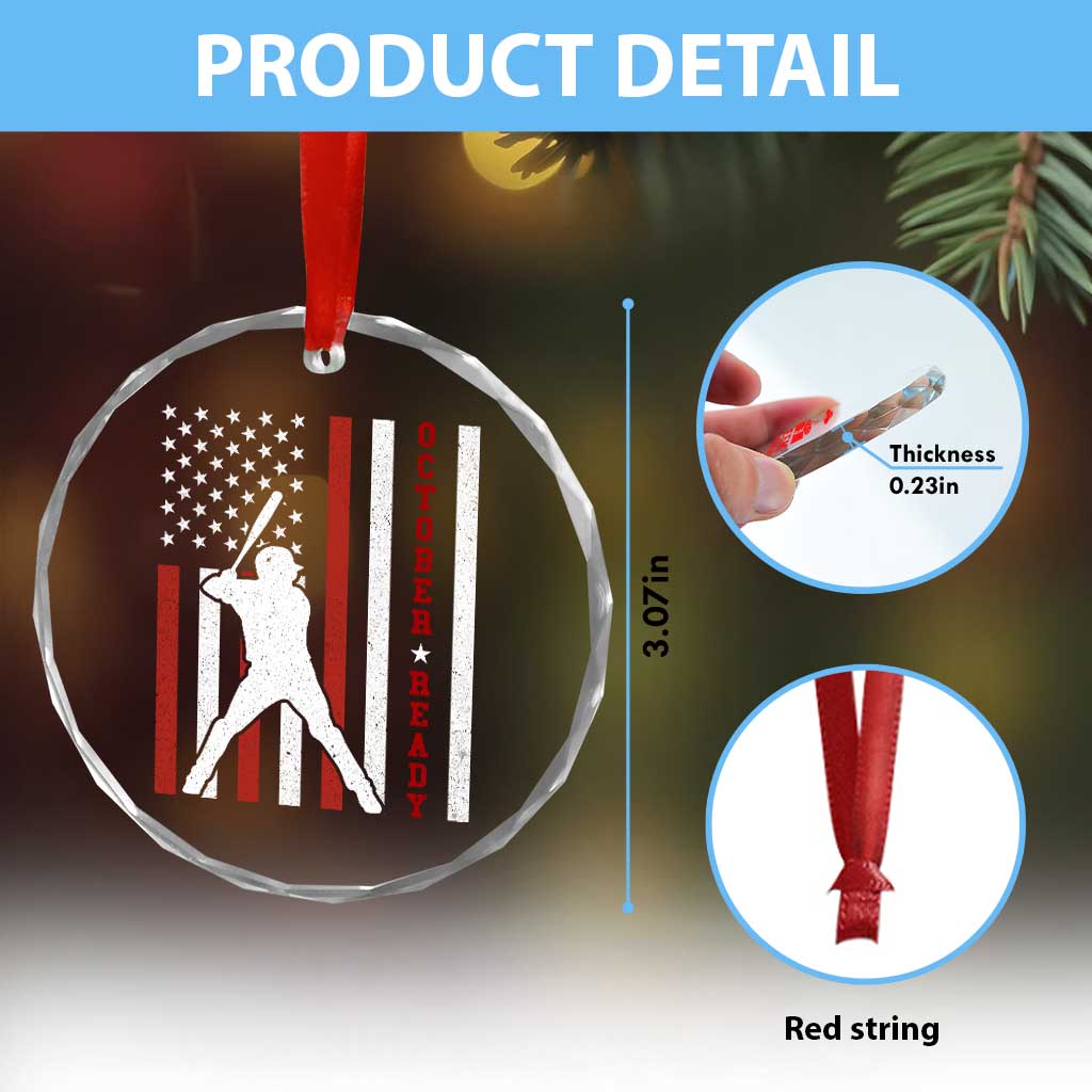 October Ready Crystal Glass Ornament Cool Distressed Philadelphia Baseball Fan US Flag - Wonder Print Shop