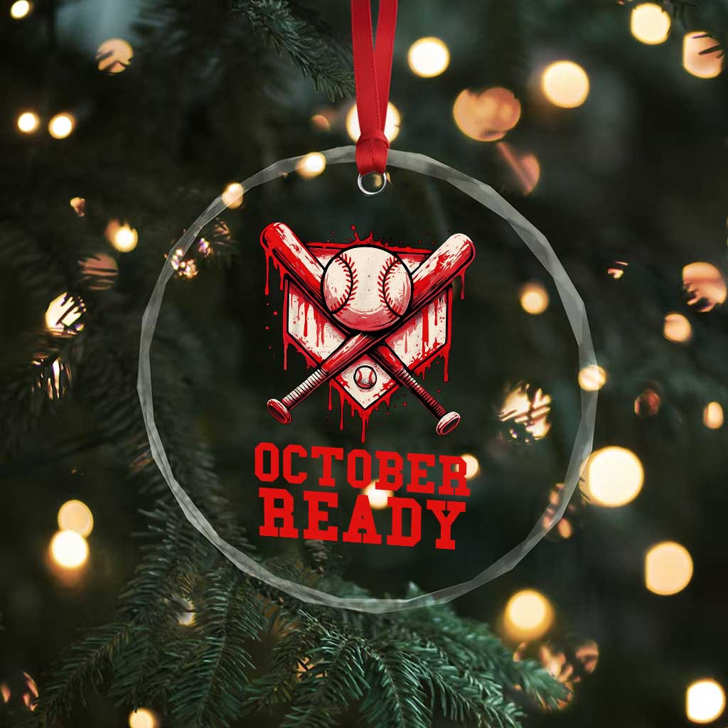 October Ready Crystal Glass Ornament Philadelphia Playoff Baseball Drip Graffiti - Wonder Print Shop