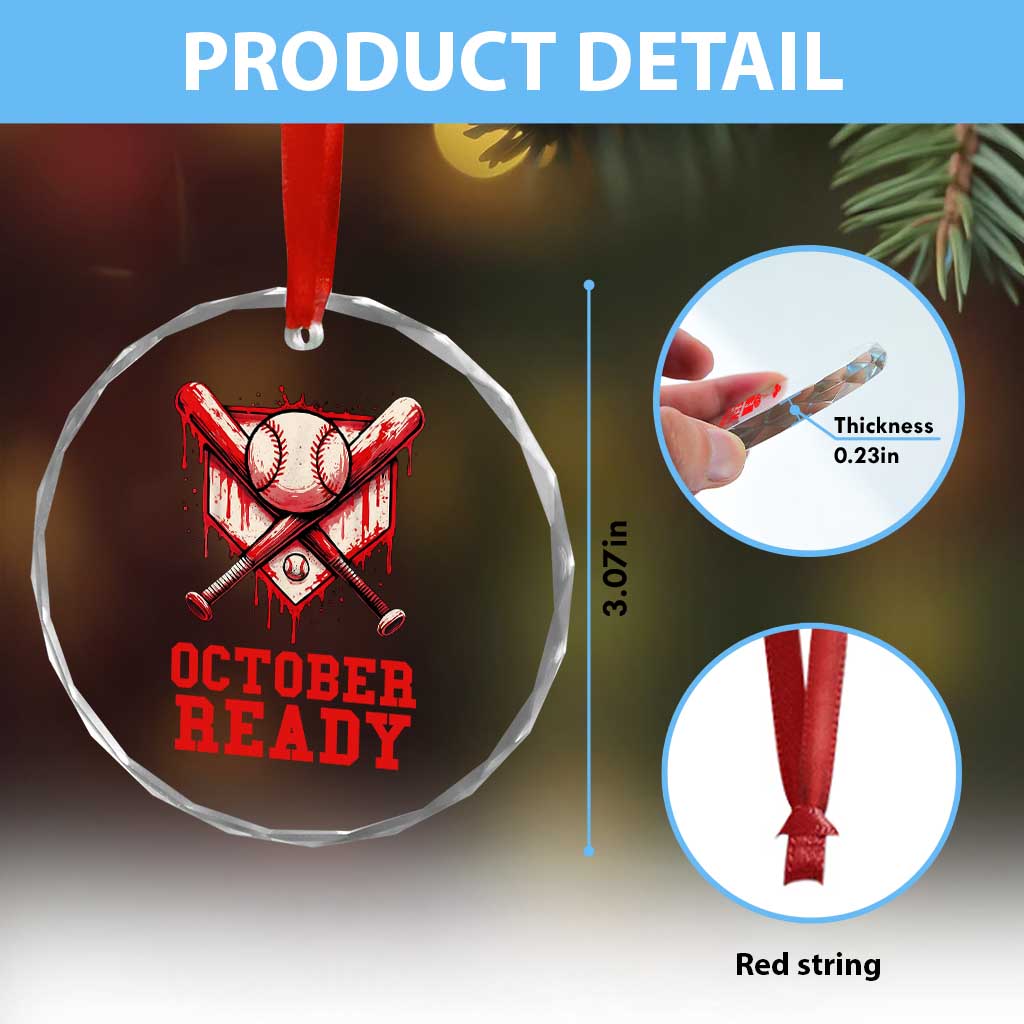 October Ready Crystal Glass Ornament Philadelphia Playoff Baseball Drip Graffiti - Wonder Print Shop