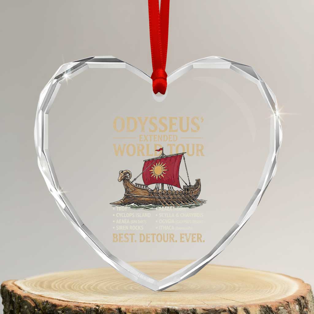 Odysseus Extended World Tour Heart Crystal Glass Ornament Funny Greek Mythology Odyssey History Gift