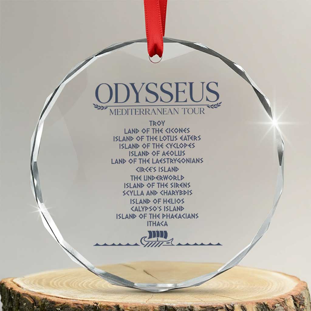 Odysseus Mediterranean Tour Crystal Glass Ornament Funny Greek Mythology Ancient History Graphic