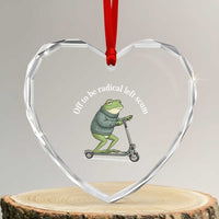 Off To Be Radical Left Scum Heart Crystal Glass Ornament Funny Frog Anti ICE Political Protest