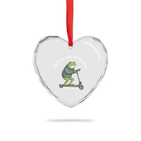Off To Be Radical Left Scum Heart Crystal Glass Ornament Funny Frog Anti ICE Political Protest