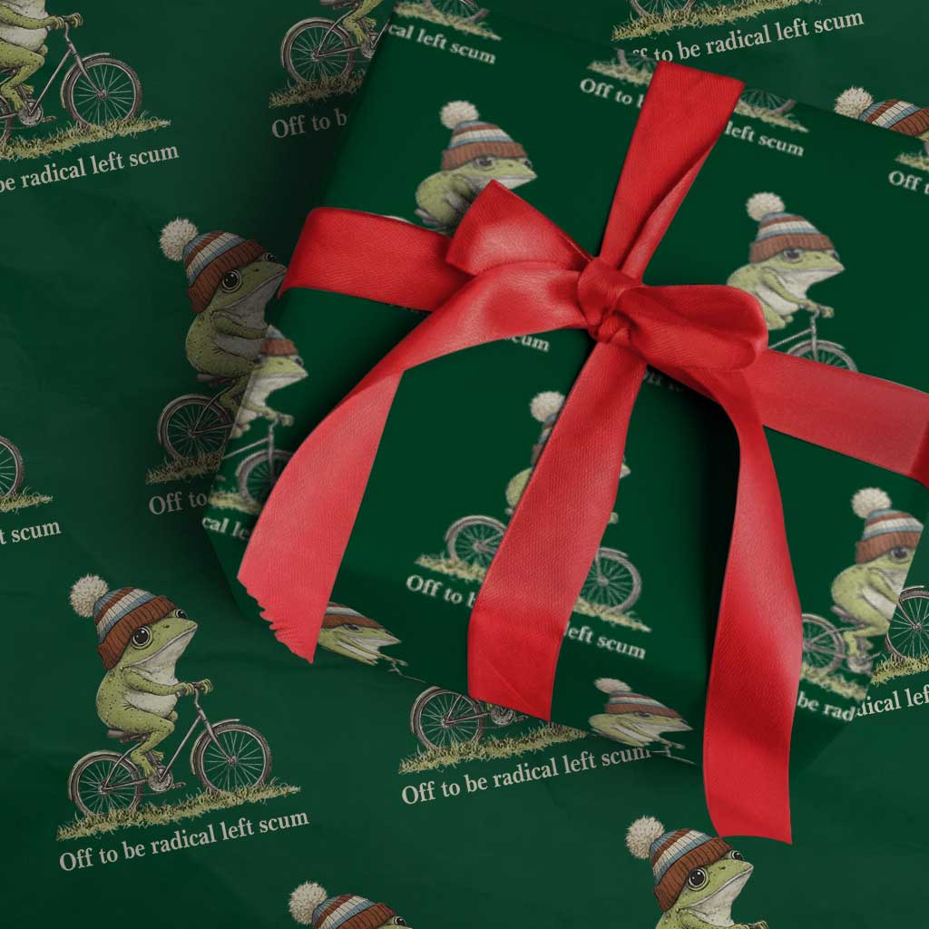 Off To Be Radical Left Scum Wrapping Paper Roll Funny Frog Resistance