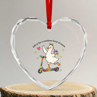 Off To Be Rainbow Kind Of Mom Heart Crystal Glass Ornament LGBTQ Goose Mom Rainbow