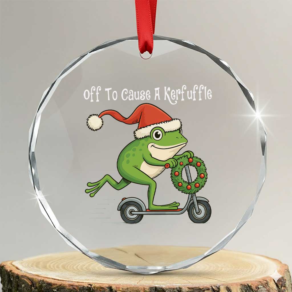 Off To Cause A Kerfuffle Crystal Glass Ornament Funny Frog Christmas - Wonder Print Shop