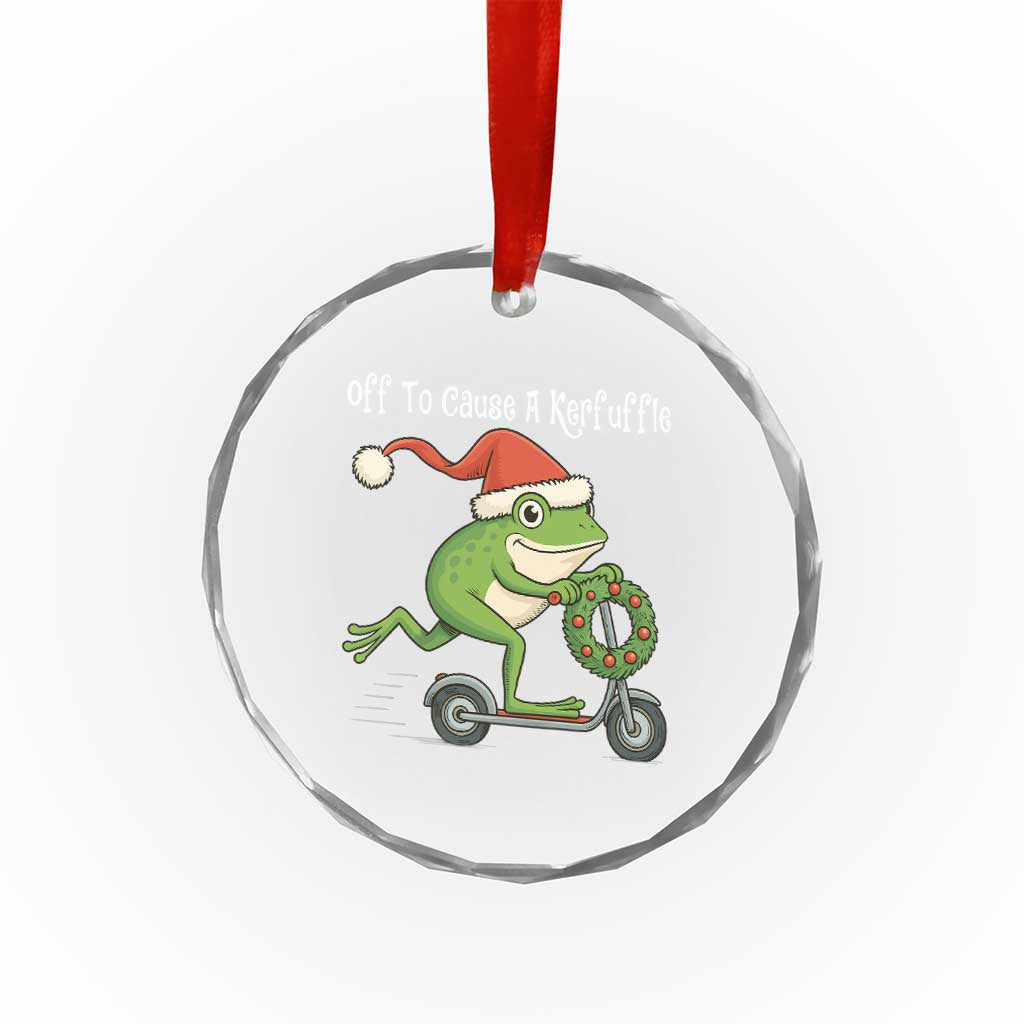 Off To Cause A Kerfuffle Crystal Glass Ornament Funny Frog Christmas - Wonder Print Shop