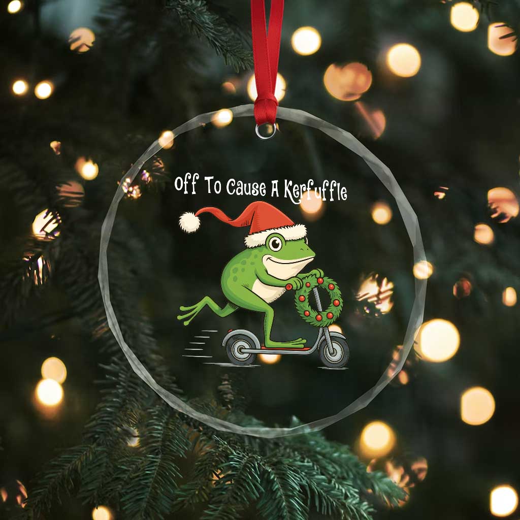 Off To Cause A Kerfuffle Crystal Glass Ornament Funny Frog Christmas - Wonder Print Shop