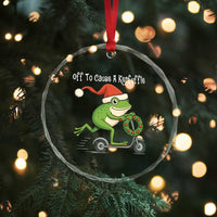 Off To Cause A Kerfuffle Crystal Glass Ornament Funny Frog Christmas - Wonder Print Shop