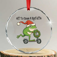 Off To Cause A Kerfuffle Crystal Glass Ornament Funny Frog Christmas Meme Weirdcore - Wonder Print Shop