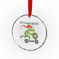 Off To Cause A Kerfuffle Crystal Glass Ornament Funny Frog Christmas Meme Weirdcore - Wonder Print Shop