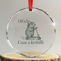 Off To Cause A Kerfuffle Crystal Glass Ornament Funny Groundhog Scooter Chaos - Wonder Print Shop