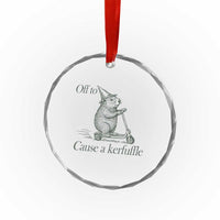 Off To Cause A Kerfuffle Crystal Glass Ornament Funny Groundhog Scooter Chaos - Wonder Print Shop