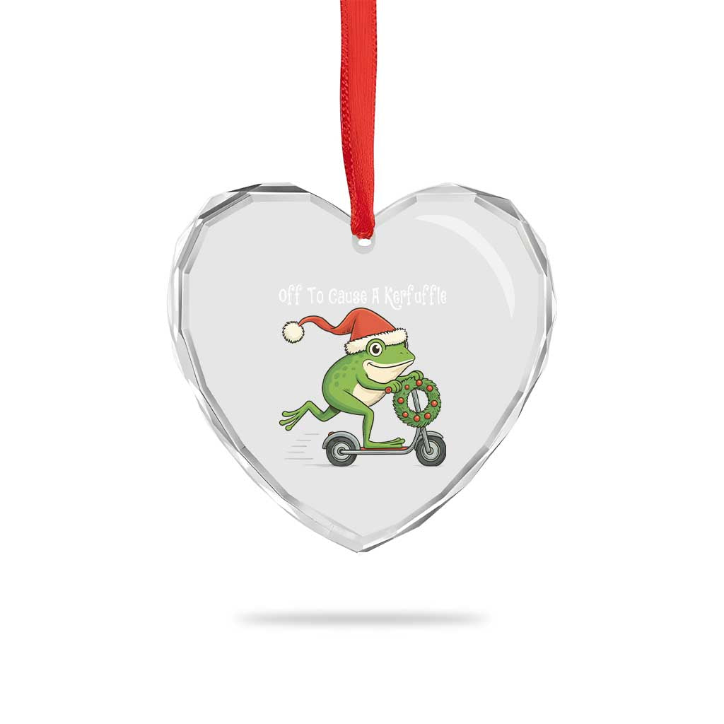 Off To Cause A Kerfuffle Heart Crystal Glass Ornament Funny Frog Christmas - Wonder Print Shop