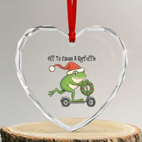 Off To Cause A Kerfuffle Heart Crystal Glass Ornament Funny Frog Christmas Meme Weirdcore - Wonder Print Shop