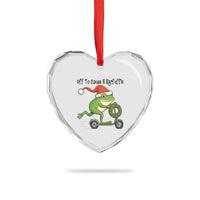 Off To Cause A Kerfuffle Heart Crystal Glass Ornament Funny Frog Christmas Meme Weirdcore - Wonder Print Shop
