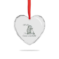 Off To Cause A Kerfuffle Heart Crystal Glass Ornament Funny Groundhog Scooter Chaos - Wonder Print Shop