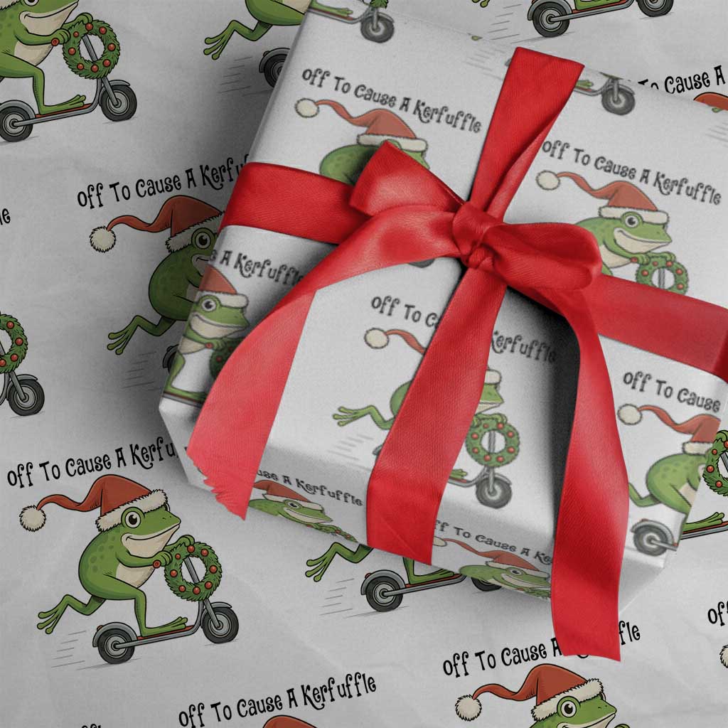 Off To Cause A Kerfuffle Wrapping Paper Roll Funny Frog Christmas Meme Weirdcore - Wonder Print Shop