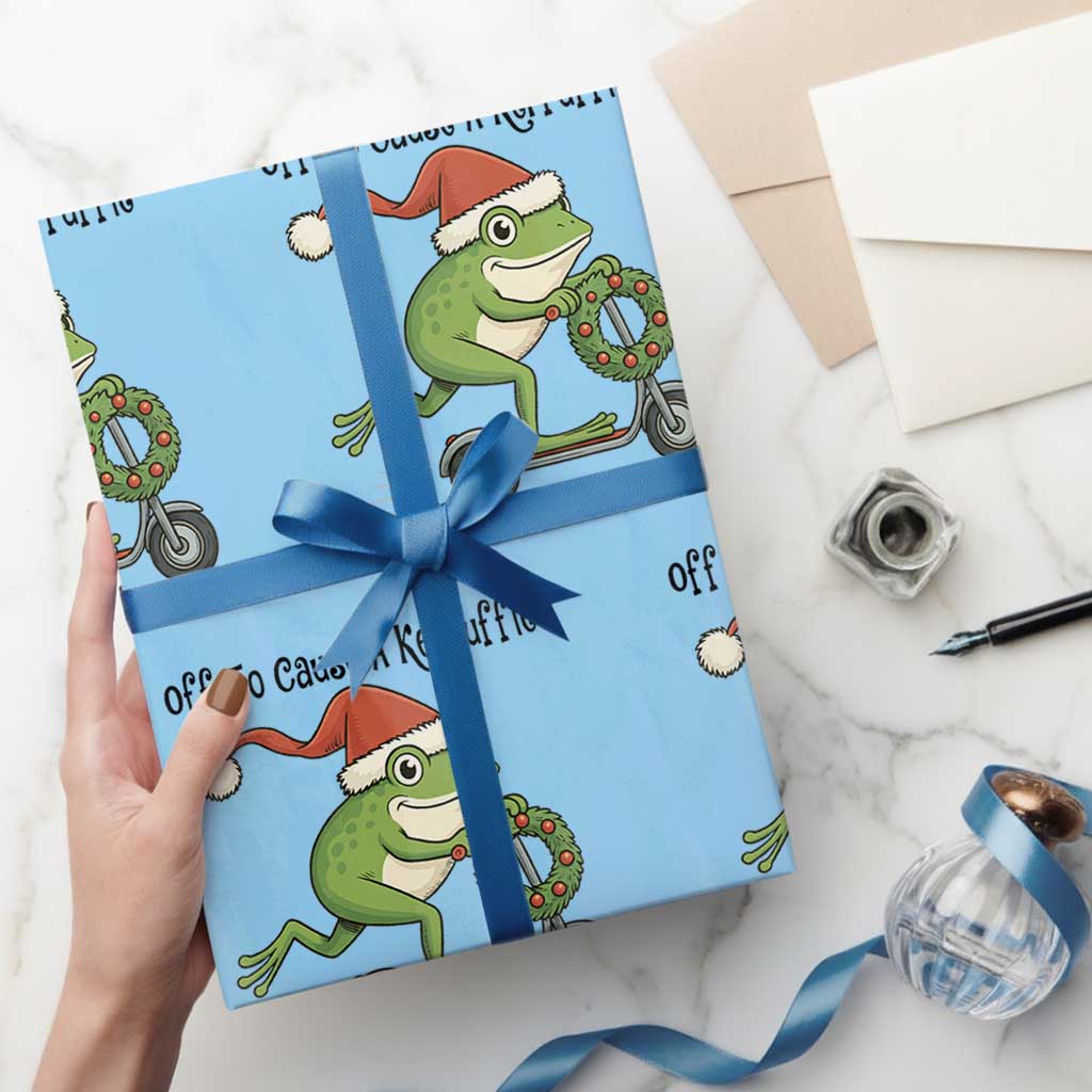 Off To Cause A Kerfuffle Wrapping Paper Roll Funny Frog Christmas Meme Weirdcore - Wonder Print Shop