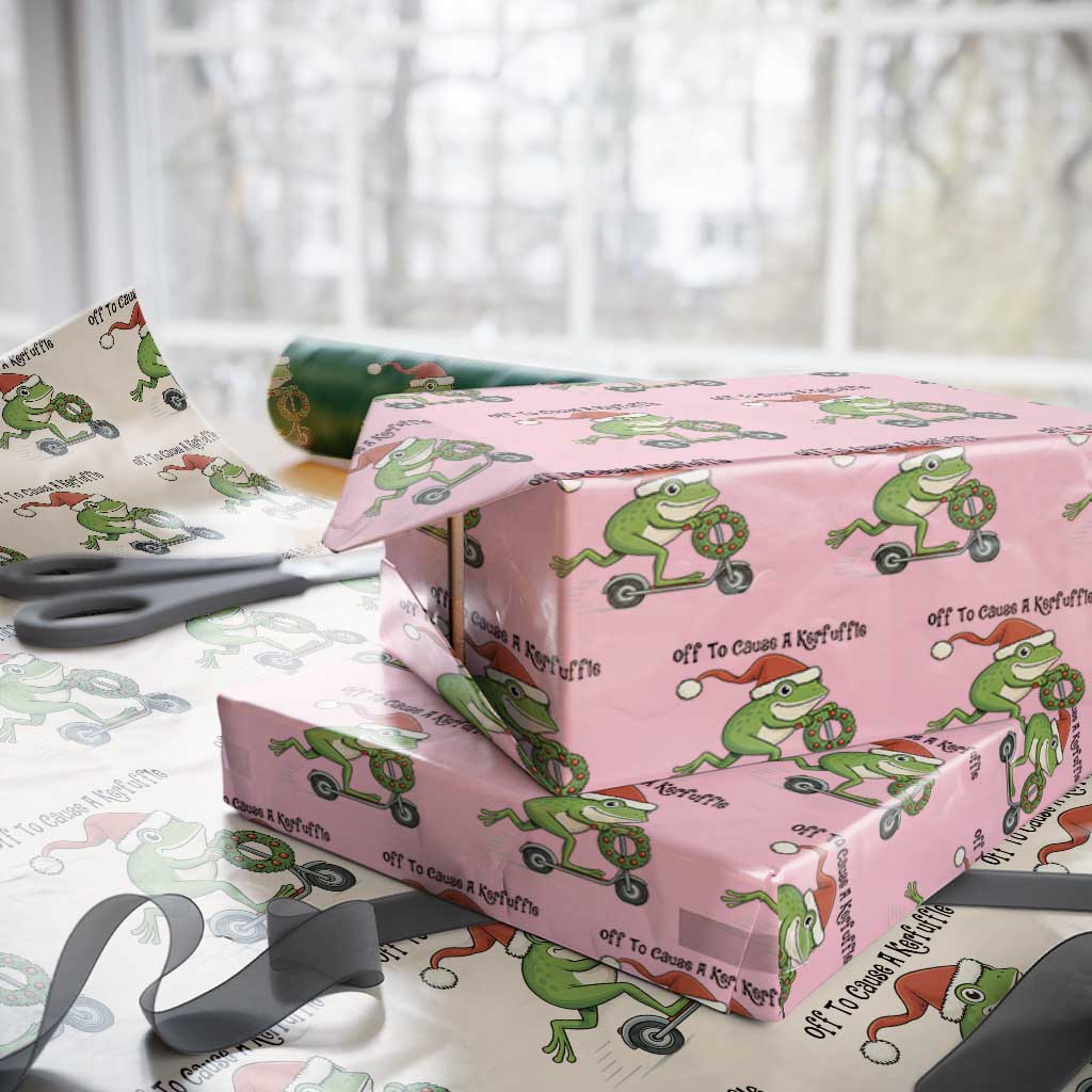 Off To Cause A Kerfuffle Wrapping Paper Roll Funny Frog Christmas Meme Weirdcore - Wonder Print Shop
