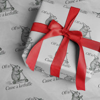 Off To Cause A Kerfuffle Wrapping Paper Roll Funny Groundhog Scooter Chaos - Wonder Print Shop