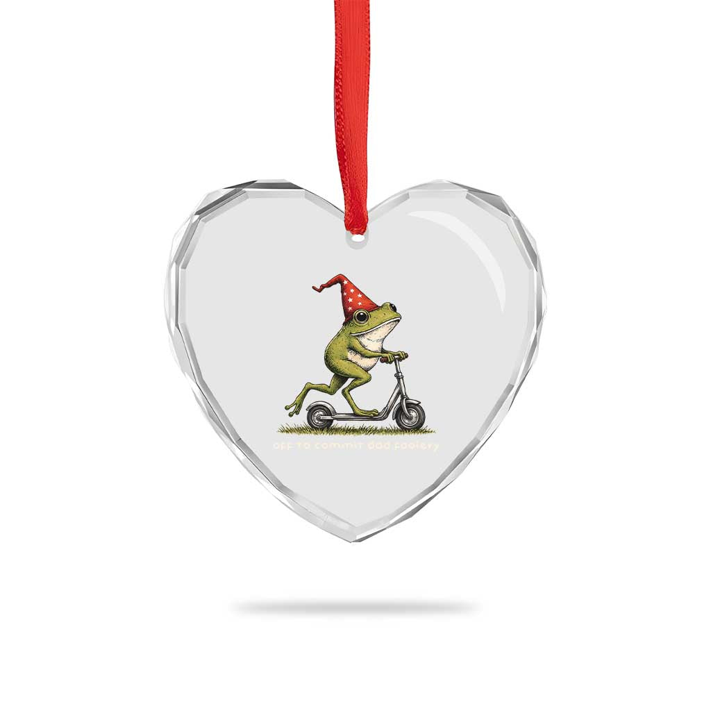 Off To Commit Dad Foolery Heart Crystal Glass Ornament Funny Daddy Frog Scooter Fathers Day
