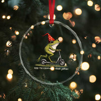 Off To Commit Dad Jokes Crystal Glass Ornament Funny Daddy Frog Scooter Fathers Day