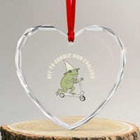 Off To Commit Mom Foolery Heart Crystal Glass Ornament Funny Mama Frog Scooter Mother's Day