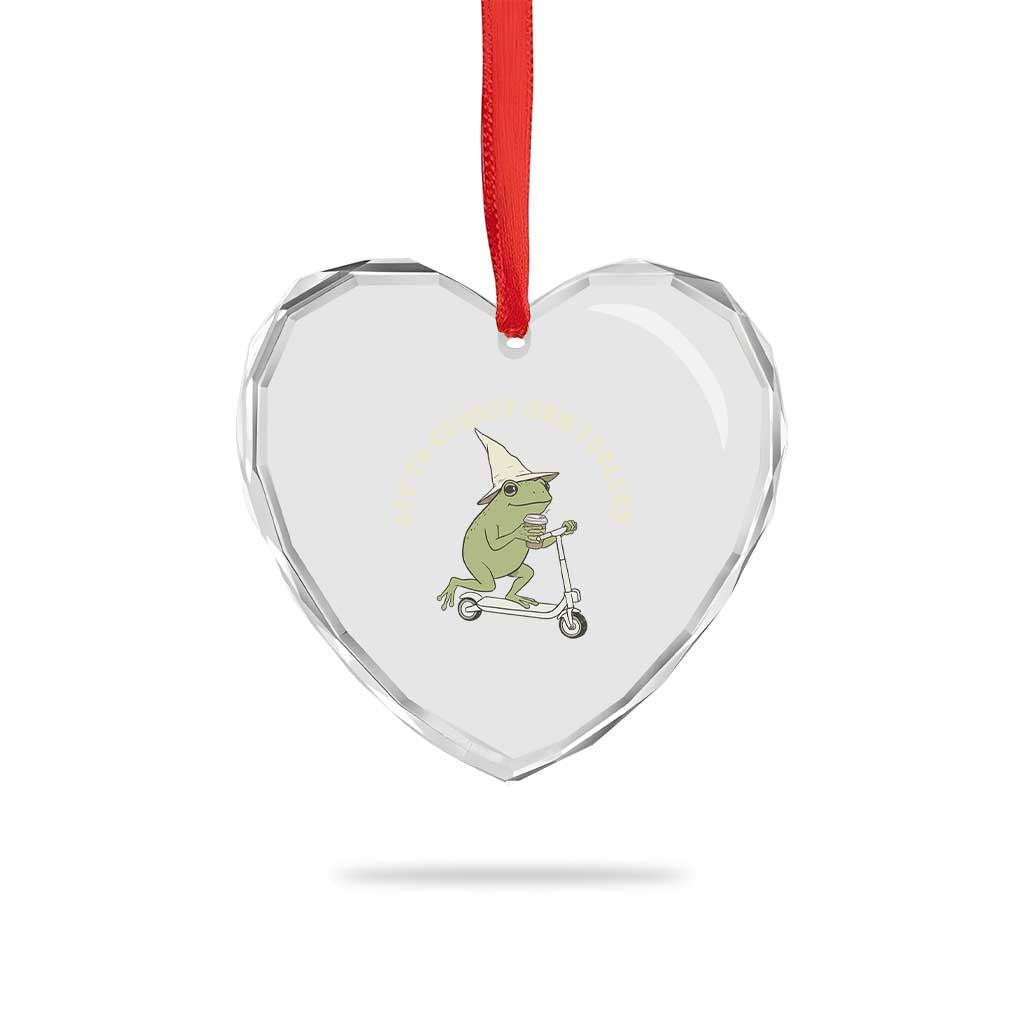 Off To Commit Mom Foolery Heart Crystal Glass Ornament Funny Mama Frog Scooter Mother's Day