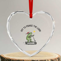 Off To Praise The Lord Heart Crystal Glass Ornament Funny Frog Christian - Wonder Print Shop