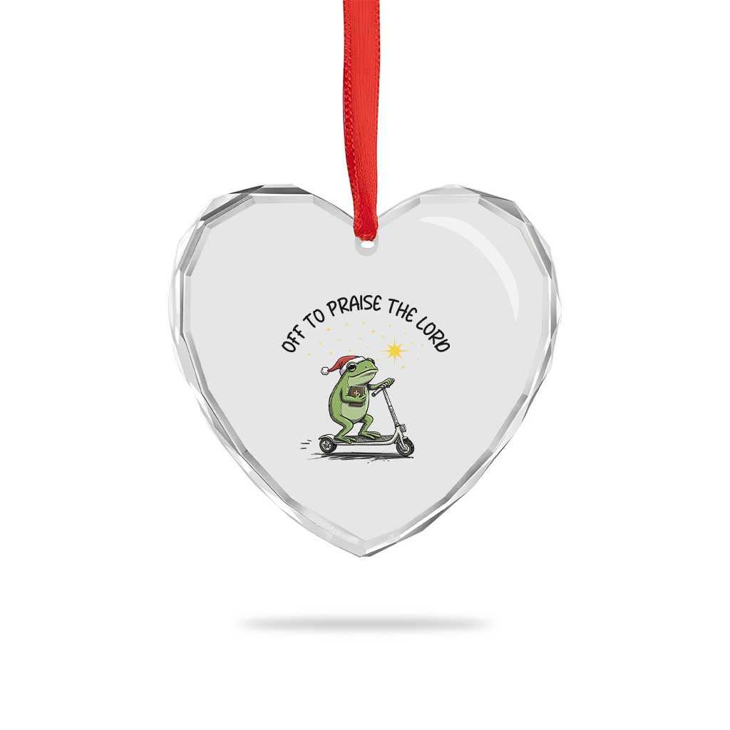 Off To Praise The Lord Heart Crystal Glass Ornament Funny Frog Christian - Wonder Print Shop