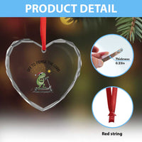 Off To Praise The Lord Heart Crystal Glass Ornament Funny Frog Christian - Wonder Print Shop