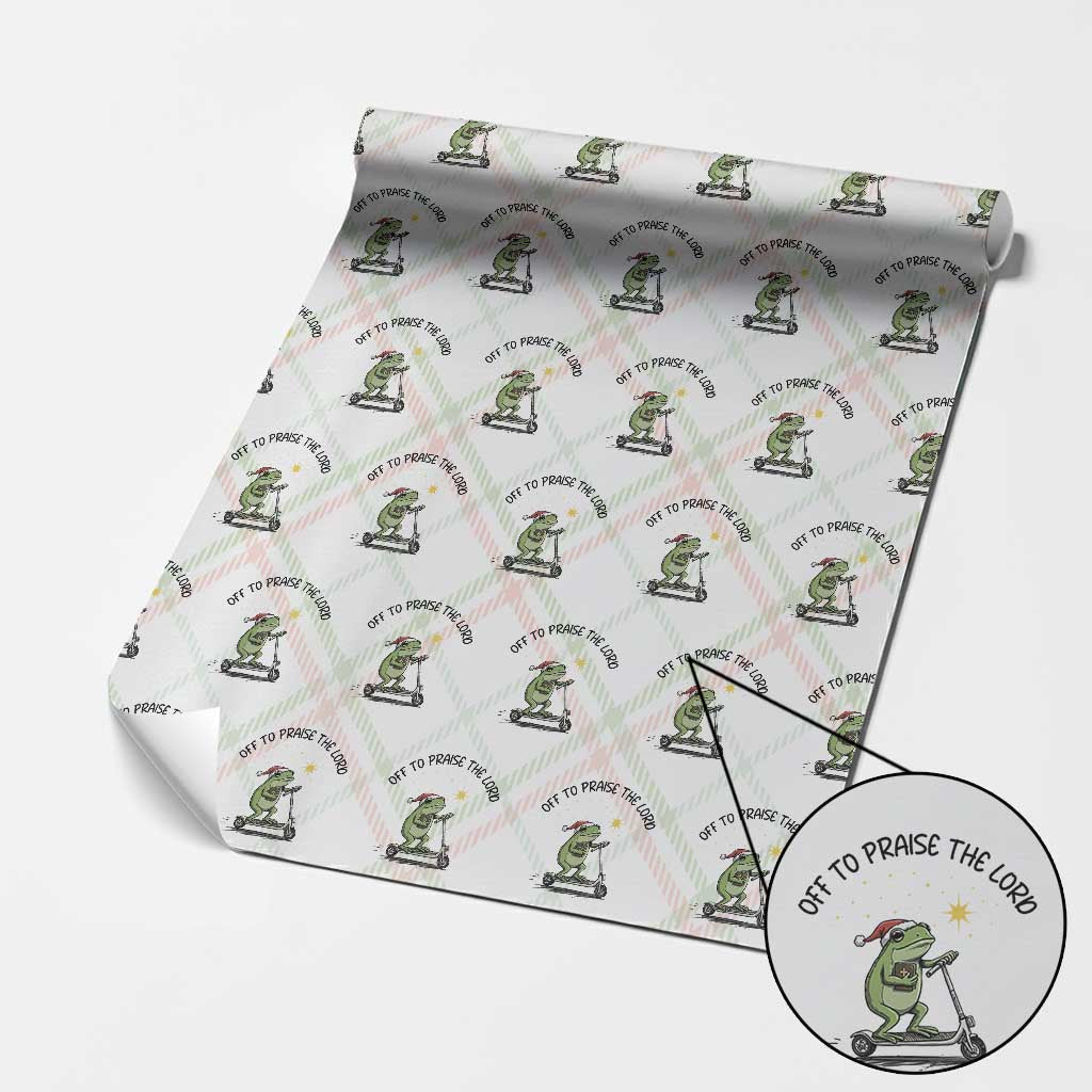 Off To Praise The Lord Wrapping Paper Roll Funny Frog Christian - Wonder Print Shop