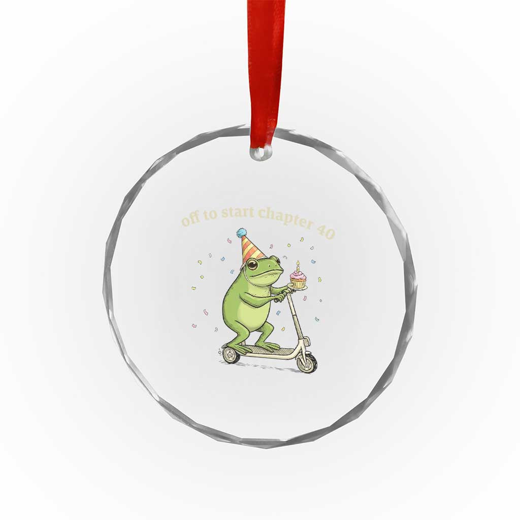 Off To Start Chapter 40 Crystal Glass Ornament Funny Frog Scooter 40th Birthday Gift