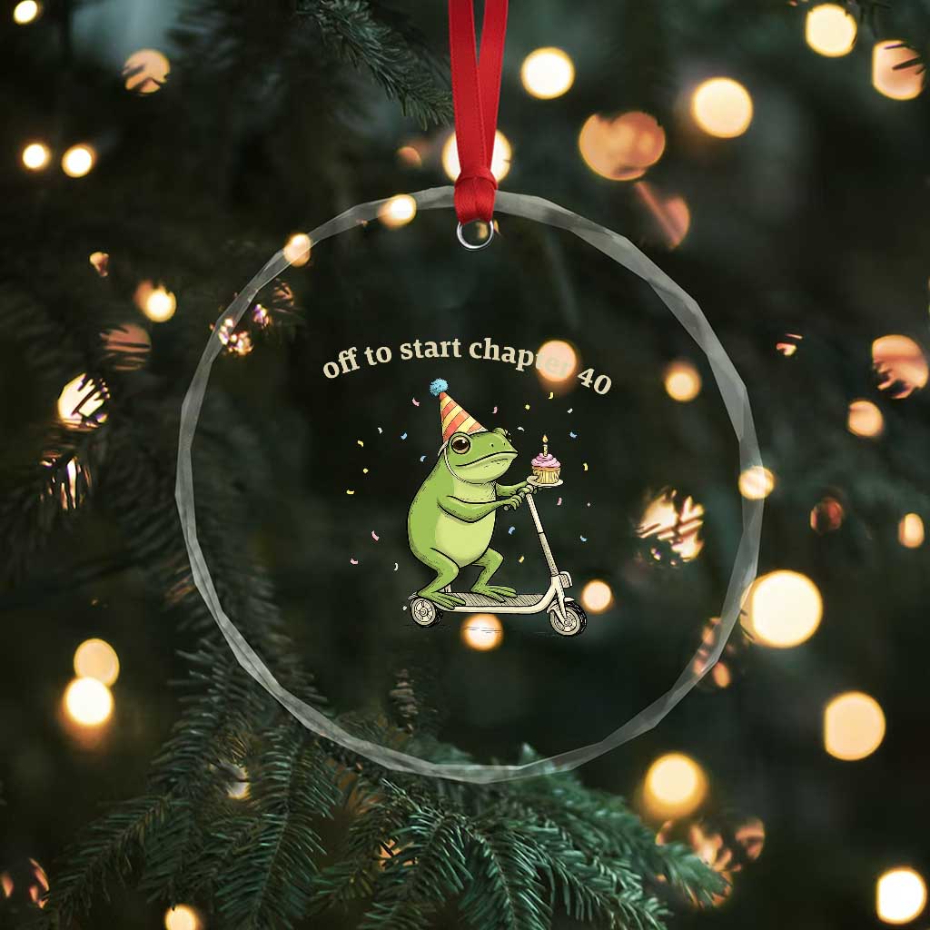 Off To Start Chapter 40 Crystal Glass Ornament Funny Frog Scooter 40th Birthday Gift
