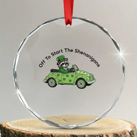 Off To Start The Shenanigans Crystal Glass Ornament Funny Irish Raccoon